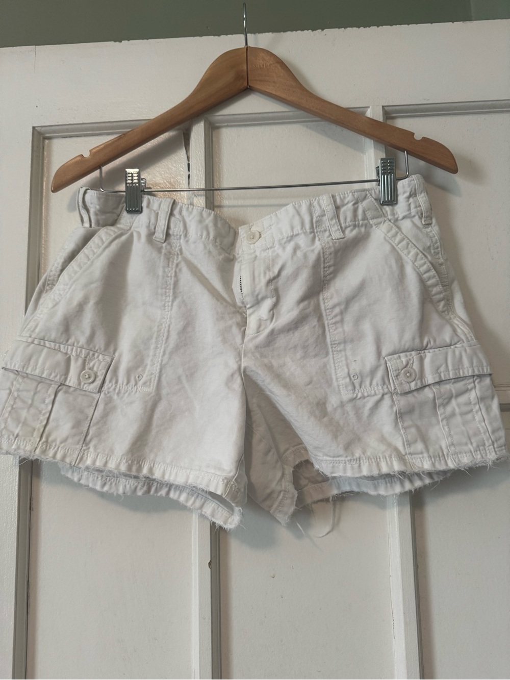 GAP White Women's Cargo Shorts with Button-Flap Pockets
